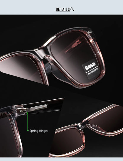 KDEAM All Matching Square Polarized Sunglasses For Men Women TR90 Material Frame Spring Hinges KD398