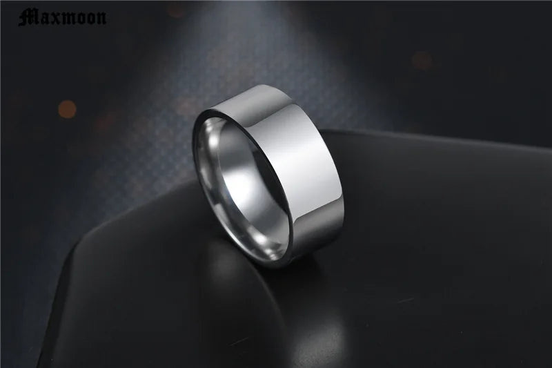 Maxmoon 2019 New black Titanium Steel finger ring for men Silver Color plated rings Women accessories Ring Jewelry Couple