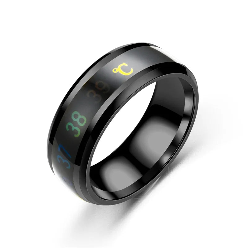 Titanium Steel Temperature Couple Ring Mood Emotion Feeling Intelligent Sensitive Rings For Women Men Waterproof Jewelry Gift