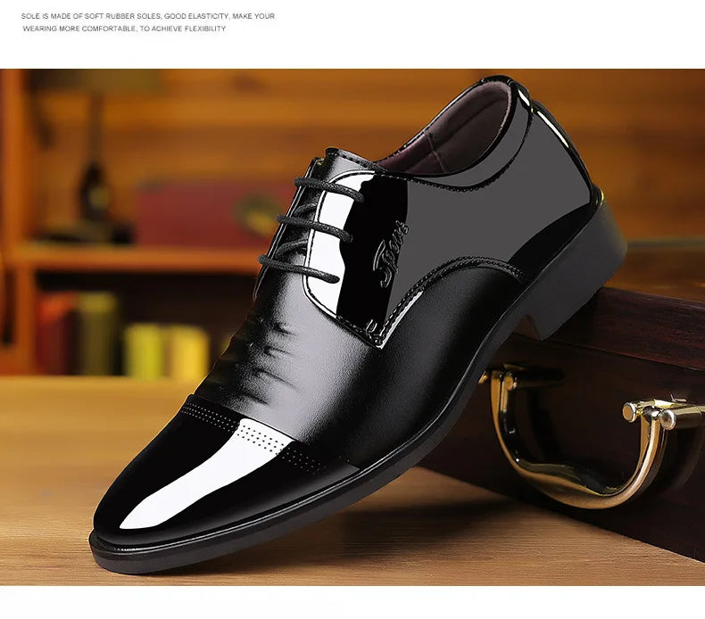 Men Dress Shoes Patent Leather Oxford Shoes Male Formal  Big Size 38-48 Handsome Men Pointed Toe  for Wedding