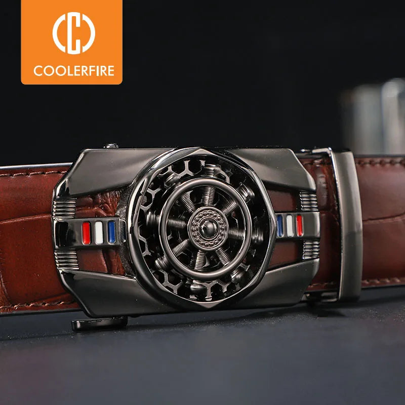 Men Genuine Leather Belts Brand Luxury Stone Pattern High Quality Business Work Automatic Buckle Belts for Men ZD121