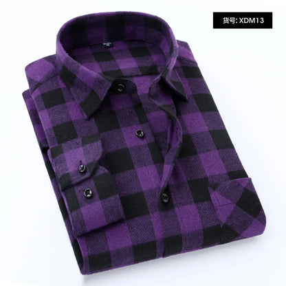 Plaid Shirt 2025 New Autumn Winter Flannel Red Checkered Shirt Men Shirts Long Sleeve Chemise Homme Cotton Male Check Shirts