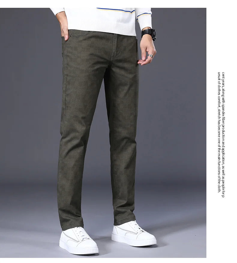 High Quality Brand Clothing Classics Plaid Casual Pants Men 98%Cotton Retro Business Banquet Check Trousers Male Plus Size 40 42