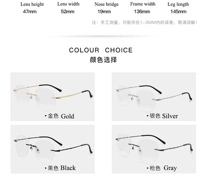 Titanium Alloy Rimless Glasses Frame Men Ultralight Round Eyeglasses Myopia Prescription Frames For Women Optical Eye Glass