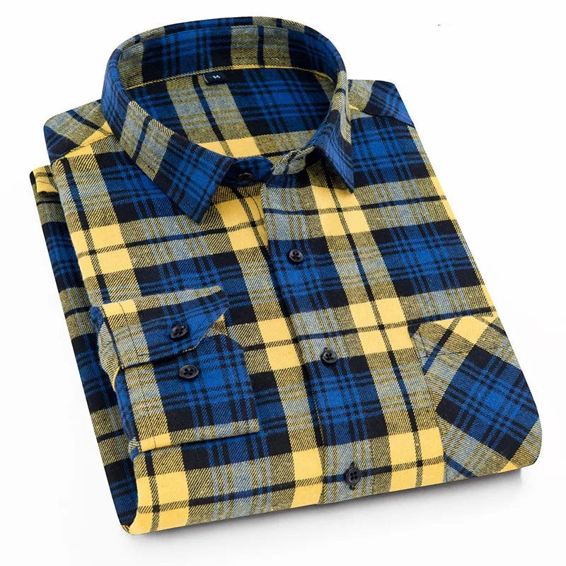 Plaid Shirt 2025 New Autumn Winter Flannel Red Checkered Shirt Men Shirts Long Sleeve Chemise Homme Cotton Male Check Shirts