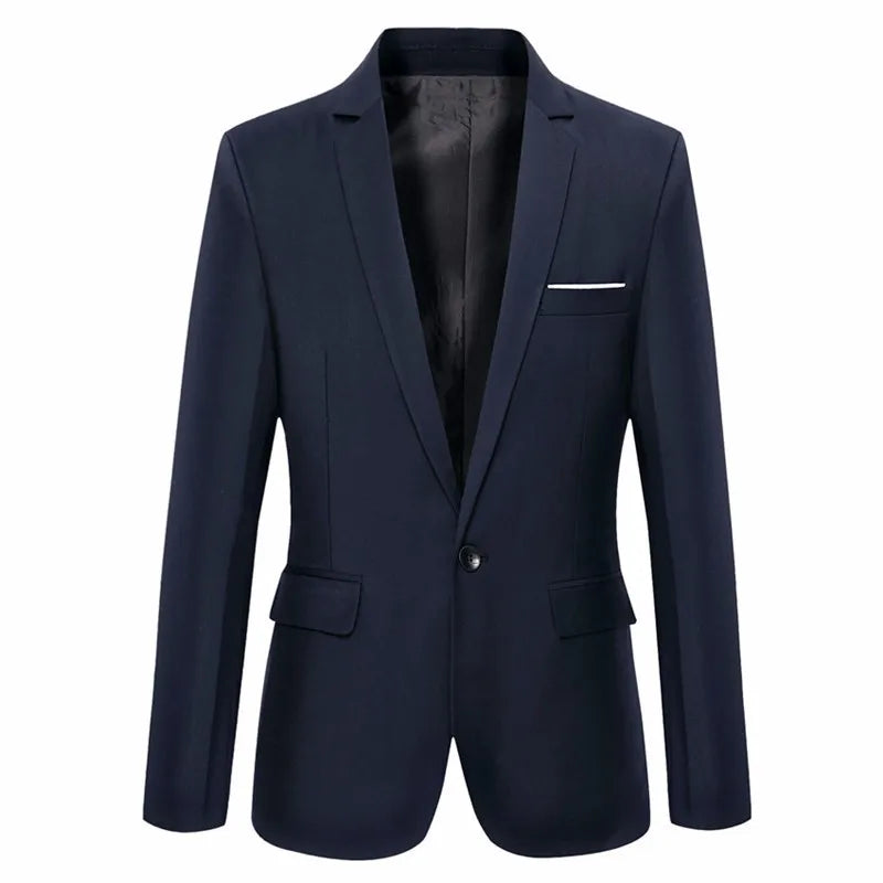 Blue Men Blazers Work Office 2024 Men Tuxedos For Formal Occasions Pockets Coat Blazers Male Custom Men's Business Slim Blazers