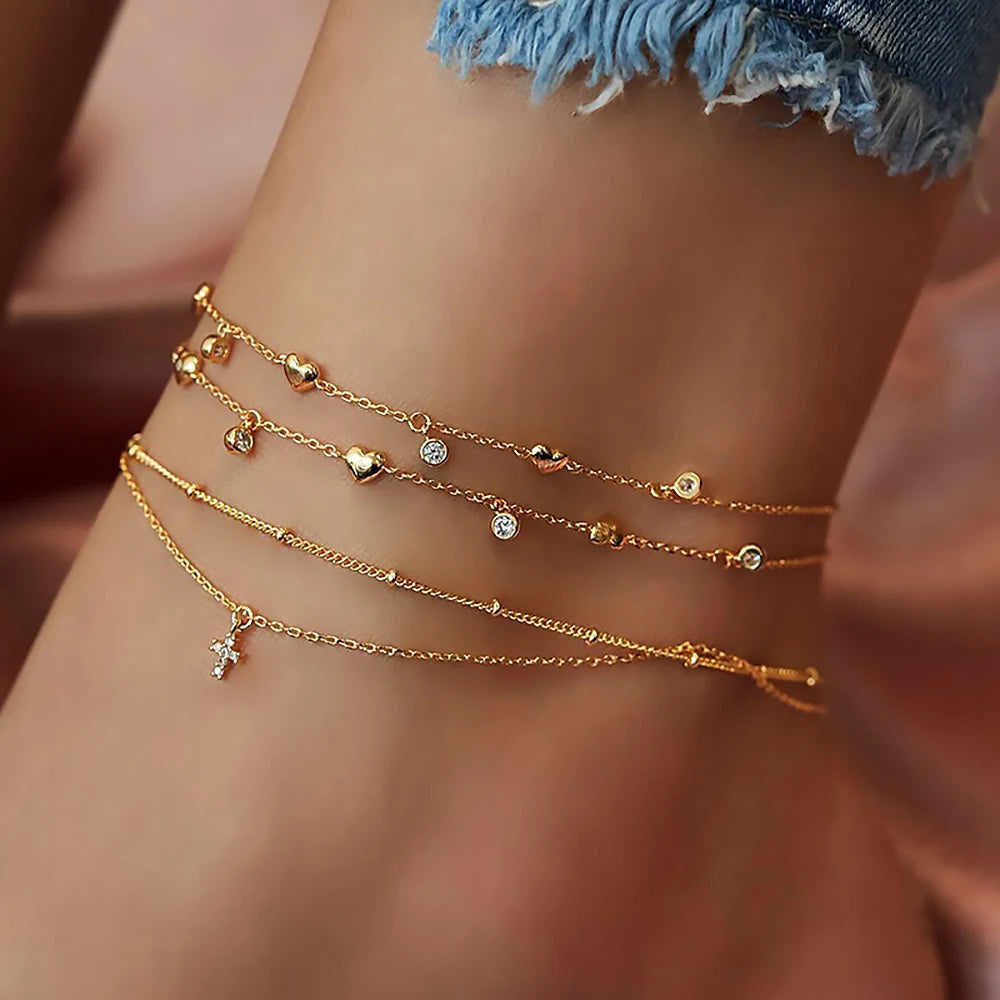 FNIO Bohemia Chain Anklets for Women Foot Accessories 2021 Summer Beach Barefoot Sandals Bracelet ankle on the leg Female