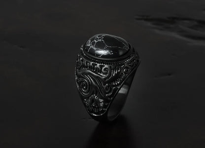 Stainless Steel Jewelry Ring Men Black Stone Rings 2021 Trend Charm Fashion Male Women Finger Band Engagement Wedding Gift V023