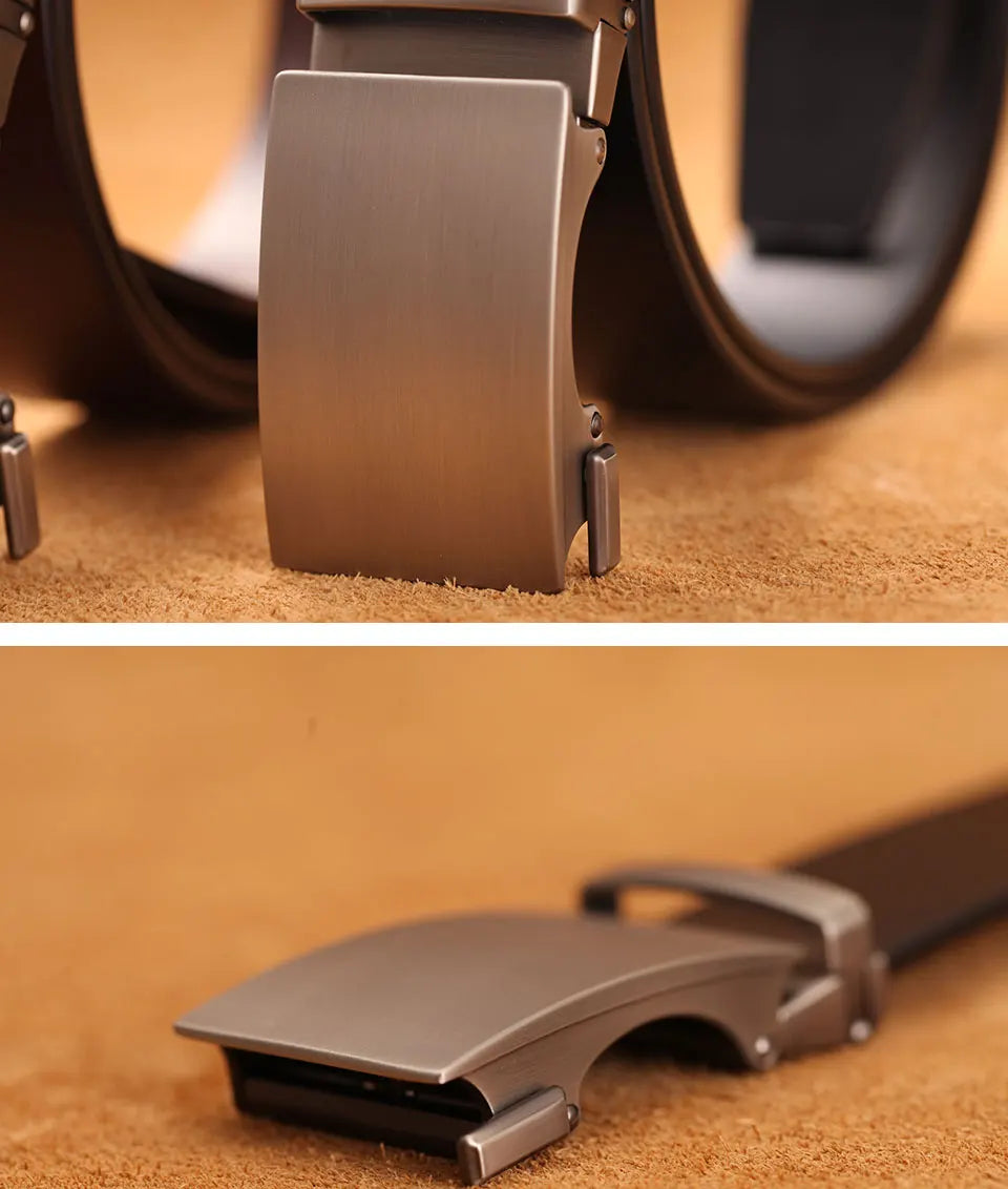 Genuine Cow Leather Automatic Belt For Men Formal Automatic Buckle Belt  Genuine Leather Mens business Strap