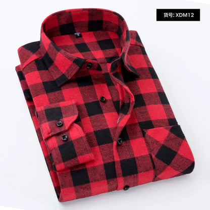 Plaid Shirt 2025 New Autumn Winter Flannel Red Checkered Shirt Men Shirts Long Sleeve Chemise Homme Cotton Male Check Shirts