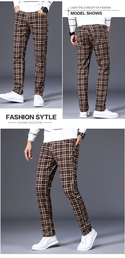 High Quality Brand Clothing Classics Plaid Casual Pants Men 98%Cotton Retro Business Banquet Check Trousers Male Plus Size 40 42