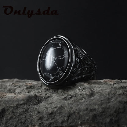 Stainless Steel Jewelry Ring Men Black Stone Rings 2021 Trend Charm Fashion Male Women Finger Band Engagement Wedding Gift V023