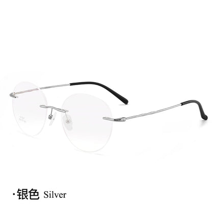 Titanium Alloy Rimless Glasses Frame Men Ultralight Round Eyeglasses Myopia Prescription Frames For Women Optical Eye Glass