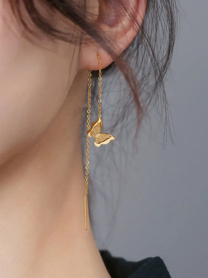 316L Stainless Steel Long Tassel Earrings For Women Elegant Simple Gold Color Drop Earring Stylish Jewelry Personality Gift