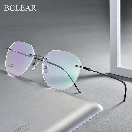 Ultralight Titanium Alloy Rimless Men Glasses Frame Square Eyeglasses Myopia Prescription Frames For Women Optical Eye Glass