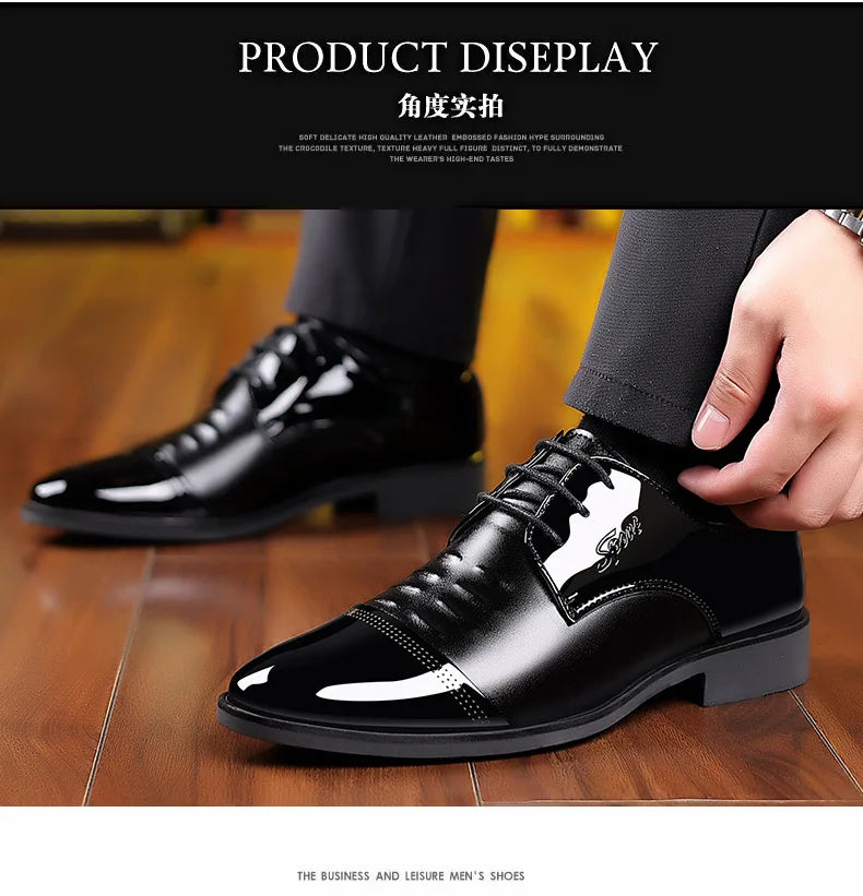 Men Dress Shoes Patent Leather Oxford Shoes Male Formal  Big Size 38-48 Handsome Men Pointed Toe  for Wedding