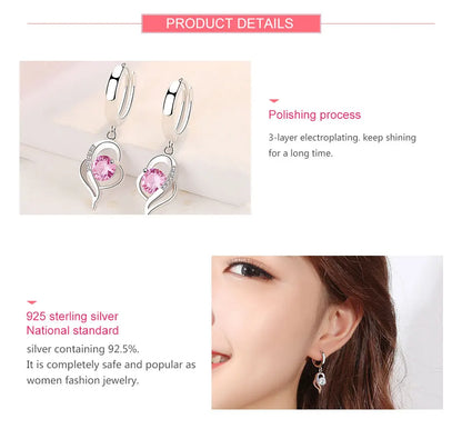 ZDADAN 925 Sterling Silver Crystal Zircon Earring For Women Fashion Jewelry