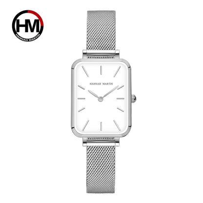 Rectangle Ultrathin Nordic Simple Style Japan Quartz Movement Fashion Stainless Steel Mesh Silvery Bracelet Belt Ladies Watches