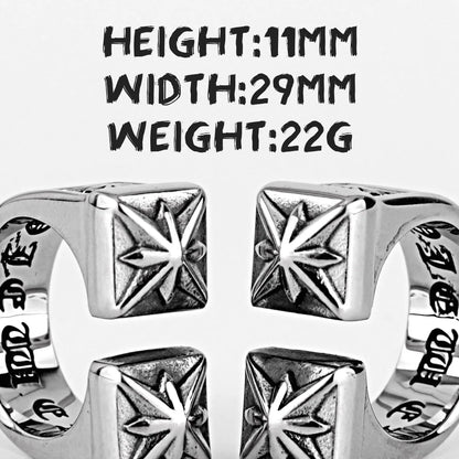 Vintage Gothic Flower Stainless Steel Mens Open Rings Punk Unique for Women Boyfriend Biker Jewelry Creativity Gift Wholesale