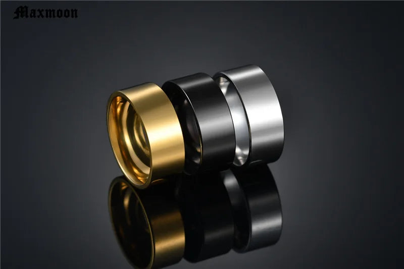 Maxmoon 2019 New black Titanium Steel finger ring for men Silver Color plated rings Women accessories Ring Jewelry Couple