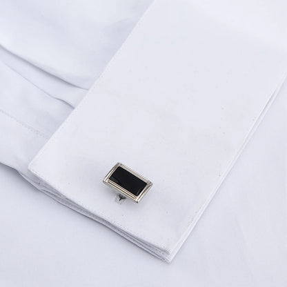 Men's Classic French Cuffs Solid Dress Shirt Fly Front Placket Formal Business Standard-fit Long Sleeve Office Work White Shirts