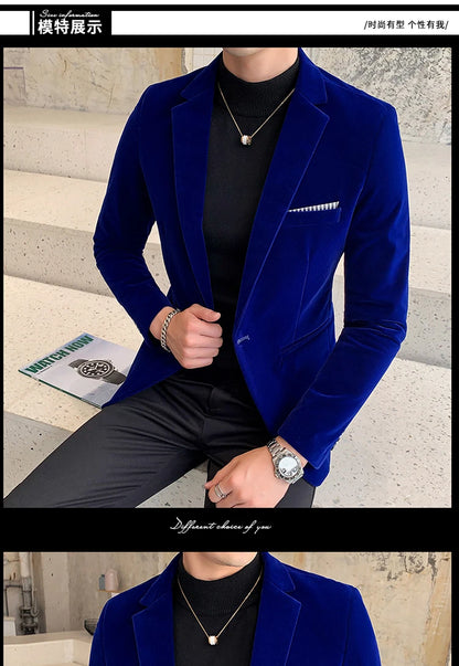 Burgundy Velvet Blazer Men 2022 Fashion Casual Blazer Men Wedding Groom Singer Costume Slim Blazer Formal Evening Dress M-5XL