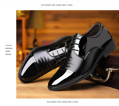 Men Dress Shoes Patent Leather Oxford Shoes Male Formal  Big Size 38-48 Handsome Men Pointed Toe  for Wedding