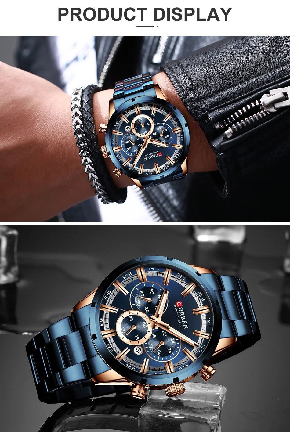 CURREN Men Watch Top Brand Luxury Sports Quartz Mens Watches Full Steel Waterproof Chronograph Wristwatch Men Relogio Masculino