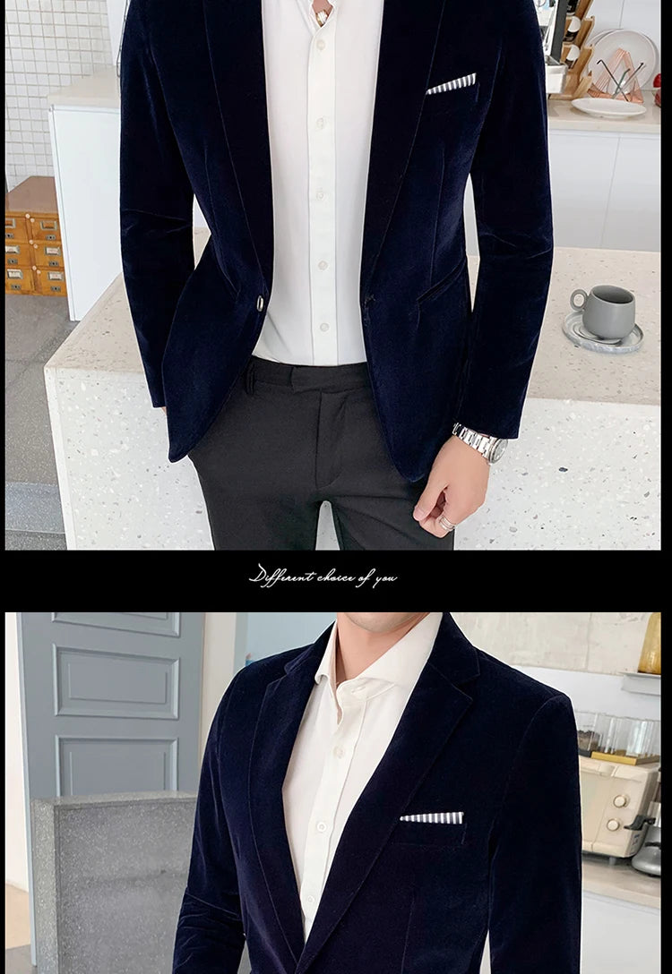 Burgundy Velvet Blazer Men 2022 Fashion Casual Blazer Men Wedding Groom Singer Costume Slim Blazer Formal Evening Dress M-5XL