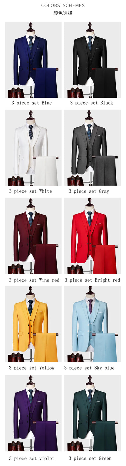 Wedding suit men classical Men's Business suit 3 pieces New Formal Korean Slims Suit   Dress Suit tuxedo groom suit