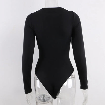 Women cotton Bodysuits Long Sleeve Black Bodysuit O Neck Spring Winter White Body Top Sexy Streetwear clothes suit clothing y2k