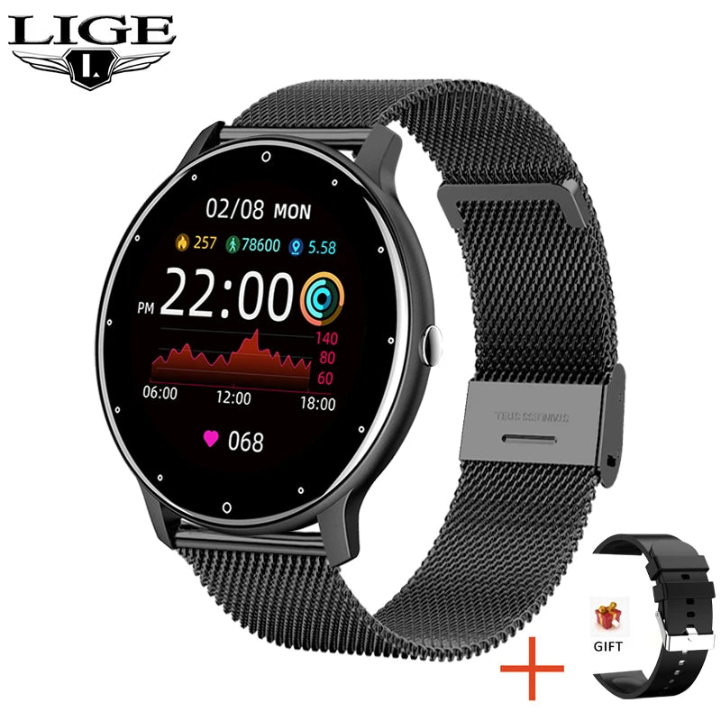 LIGE 2025 Smart watch Ladies Full touch Screen Sports Fitness watch IP67 waterproof Bluetooth For Android iOS Smart watch Female