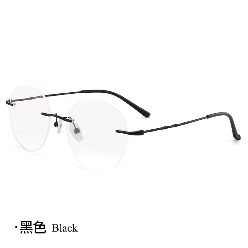 Titanium Alloy Rimless Glasses Frame Men Ultralight Round Eyeglasses Myopia Prescription Frames For Women Optical Eye Glass