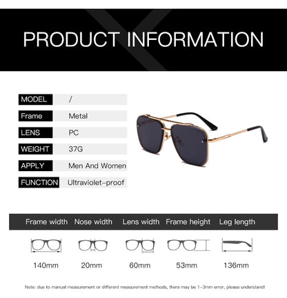 New Fashion Classic Square Sunglasses Cool Men Vintage Brand Design Metal Sun Glasses Women Shades UV400 Oculos De Sol