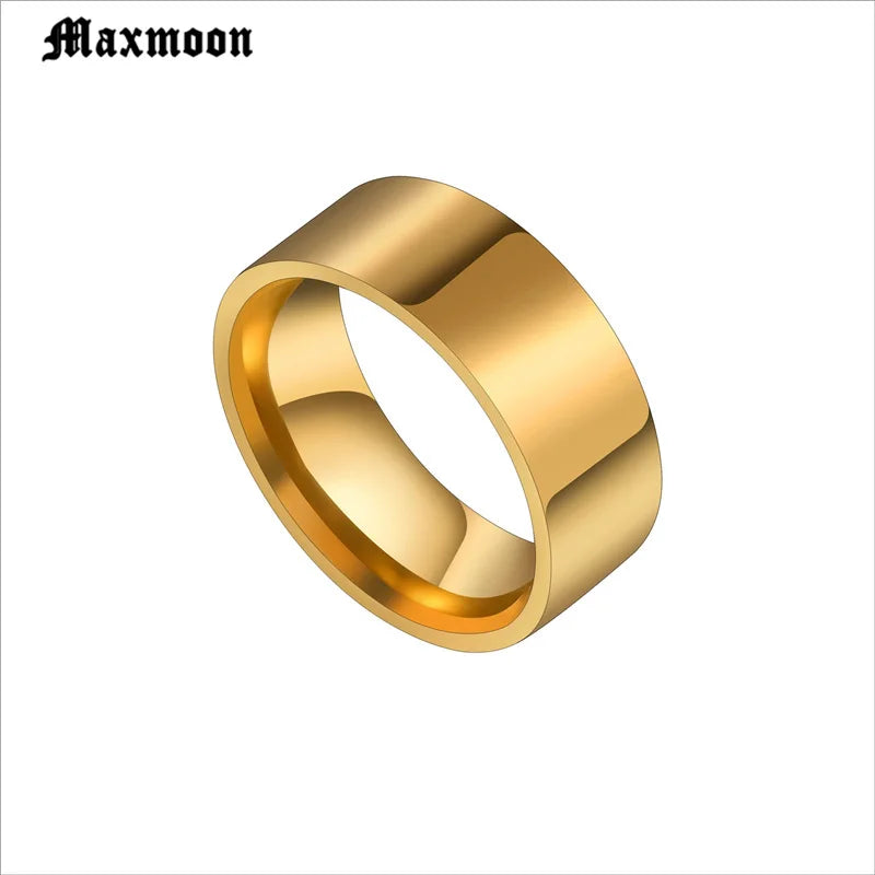 Maxmoon 2019 New black Titanium Steel finger ring for men Silver Color plated rings Women accessories Ring Jewelry Couple