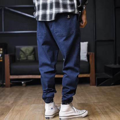 Plus Size Jeans Men Loose Joggers Streetwear Harem Jeans Cargo Pants Ankle-Length Denim Trousers