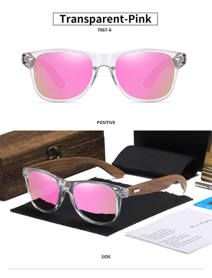 GM Brand Transparent Color Frames Sunglasses Men Women's Polarized Delicate Fashion Handmade Wood Sunglasses With Box