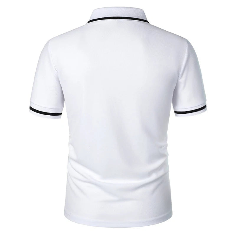 New Men's Short Sleeve Polo Shirts Solid Color Casual T-shirt Summer Trendy Breathable Loose Basic Splice Top Pockets Men Shirts