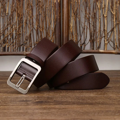 Man Retro PU Leather Belt Pin Buckle Jeans Black Belt Business Casual Luxury Brand Vintage Strap Waistband