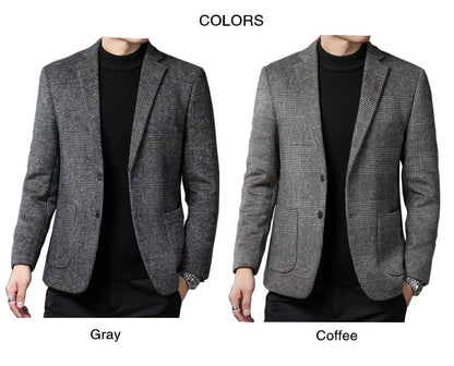 Top Grade Wool Warm Men for Blezer 2025 New Autumn Winter Men Smart Casual Classic Single Breasted Blazer Mujer Brand Clothes