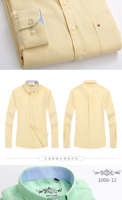 New in shirt Cotton long-sleeve shirts for men slim fit formal plain tops single pocket solid color office tops fashion clothes