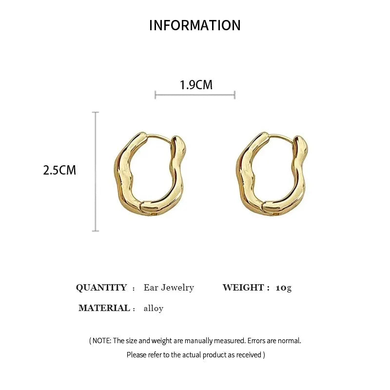 Gold Color Metallic Ear Loops For Women Simple Cool Style Irregular Geometric Ear Buckle Personalized Party HooP Earring Jewelry