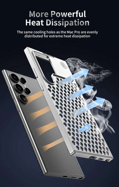 Luxury Metal Cooling Hollow Aluminum Phone Case For Samsung Galaxy S23 S22 S24 ultra Aroma Diffuser Heat Dissipation Cover Funda