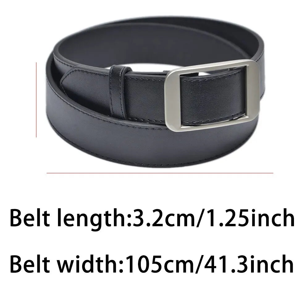 Unisex Free Size PU Leather Belt For Women No-Hole Buckle Luxury Designer Jeans Waist Belt Men Fashion Non-Porous Soft Waistband