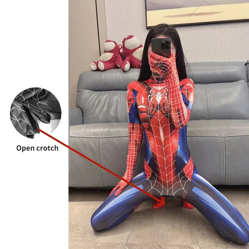 Sexy Female MJ Black Cat Spiderman Cosplay Costume For Women Halloween Costume Christmas Tight 3D Printing Jumpuit Bodysuit