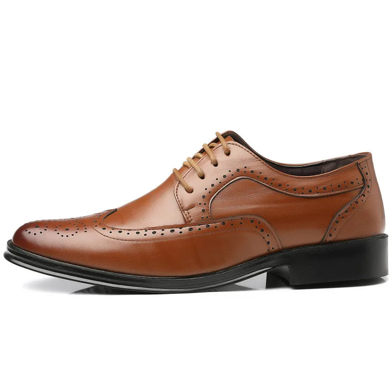 Handcrafted Mens  Oxford Shoes Genuine Calfskin Leather Brogue Dress Shoes Classic Business Formal Shoes Man