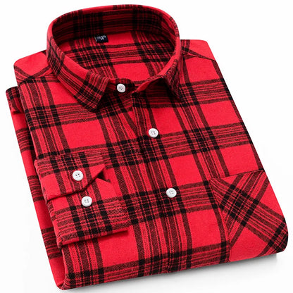 Plaid Shirt 2025 New Autumn Winter Flannel Red Checkered Shirt Men Shirts Long Sleeve Chemise Homme Cotton Male Check Shirts