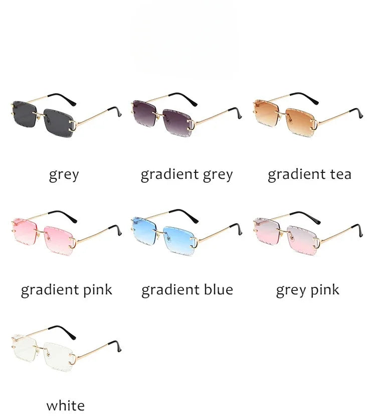 2025 Rimless Square Sunglasses Men Cupronickel Fashion Punk Gradient Sun Glasses Vintage Trendy Small Frame Eyewear UV400