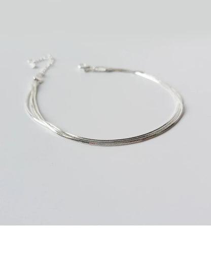 New Arrival Fashion 925 Sterling Ladies Silver three layer Anklet Bracelet For Women & Girl Jewelry Foot Jewelry