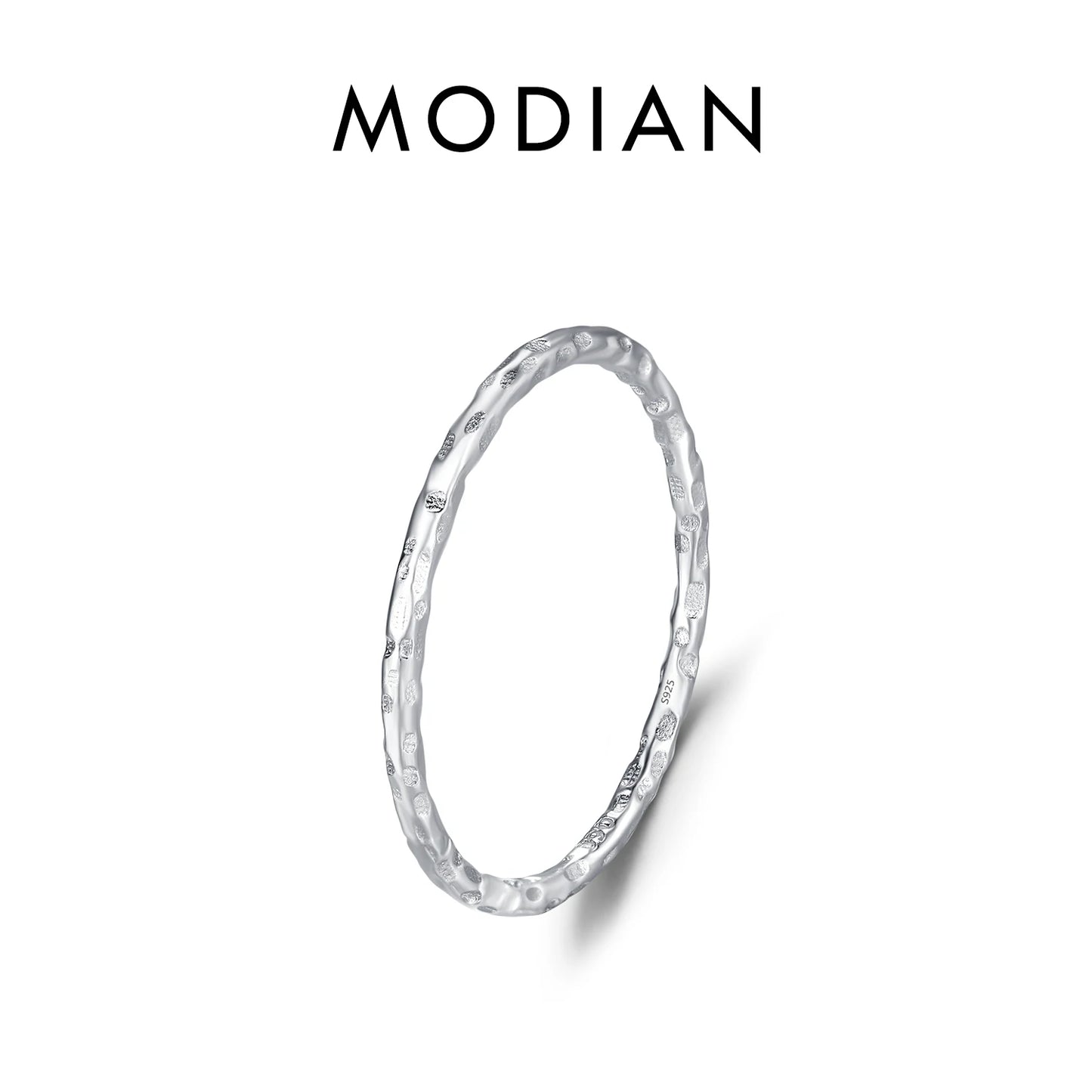 MODIAN 925 Sterling Silver Simple Fashion Stackable Ring Classic Wave Geometric Exquisite Finger Rings For Women Party Jewelry